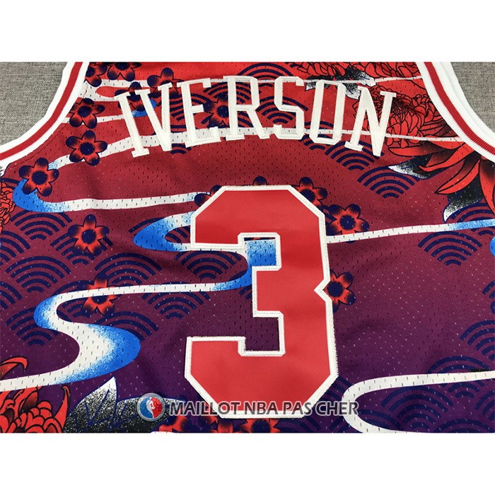 Maillot Philadelphia 76ers Allen Iverson NO 3 Mitchell & Ness Lunar New Year Rouge